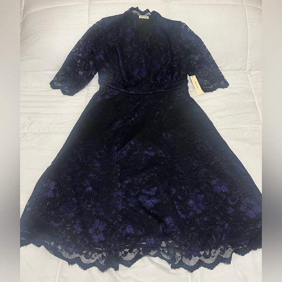 New Kiyonna Mon Cherie Lace Dress Sz 0X (US 10-12) 
In black and purple - Picture 4 of 10